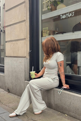 SCOUSE PRINTS 2.0 - MATCHA STRIPE TOP AND TROUSER SET