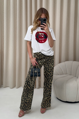 Cherry lips white printed t-shirt