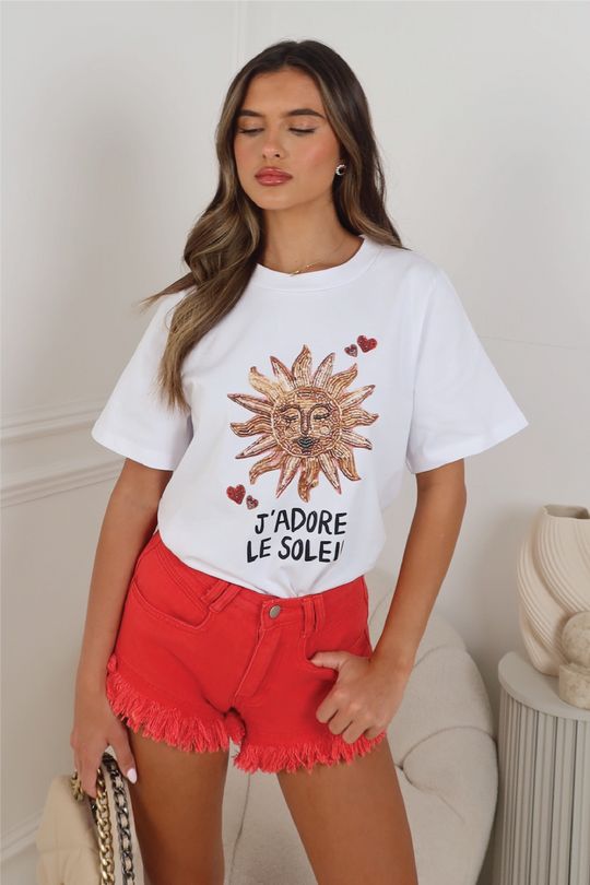 J'adore white heavyweight printed t-shirt