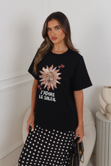 J'adore black heavyweight printed t-shirt