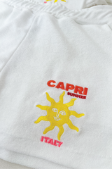 Capri white & orange embroidered towelling polo shorts co ord Shirts & Tops