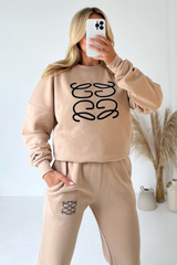 Gege Stone Embroidered Sweater Jogger Premium Loungewear Set Loungewear