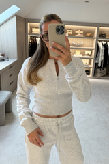 Dolly marl grey cinched waist sweatshirt & straight leg jogger loungewear