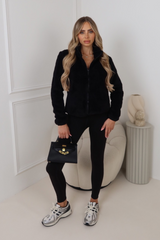 Megan black fleece zip jacket