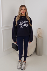 SANTA BABY NAVY EMBROIDERED SWEATSHIRT