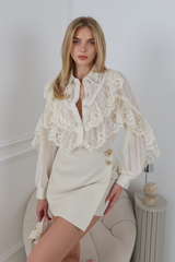 JUNE CREAM & GOLD BROOCH SKORT