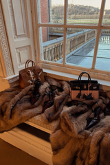 Pipa camel long faux fur coat