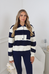 BONNIE NAVY STRIPE KNITTED POLO
