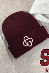 G monogram burgundy embroidered knit beanie hat