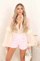 Leona pink tweed tailored shorts