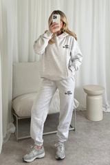 Out of office marl grey printed hoodie & jogger set