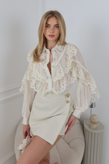 CLARICE CREAM EMBELLISHED COLLAR BLOUSE