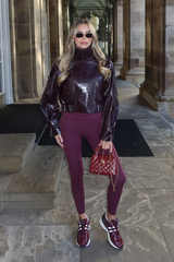SAINT WINE SNAKE SKIN EFFECT CROPPED LEATHER JACKET