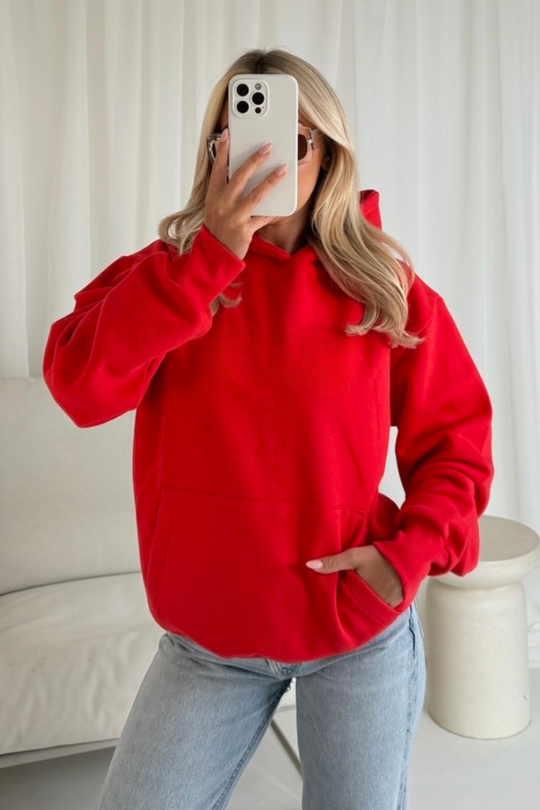 Red heavyweight premium hoodie
