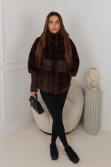 MAGGI CHOCOLATE  FAUX FUR JACKET