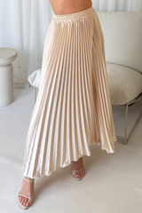 Emma cream pleated midi skirt