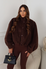 KENNEDY CHOCOLATE PUFF SLEEVE CROPPED JACKET