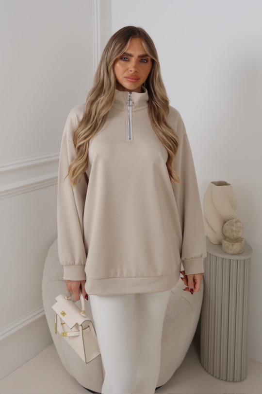 AYLA CREAM 3/4 ZIP JUMPER