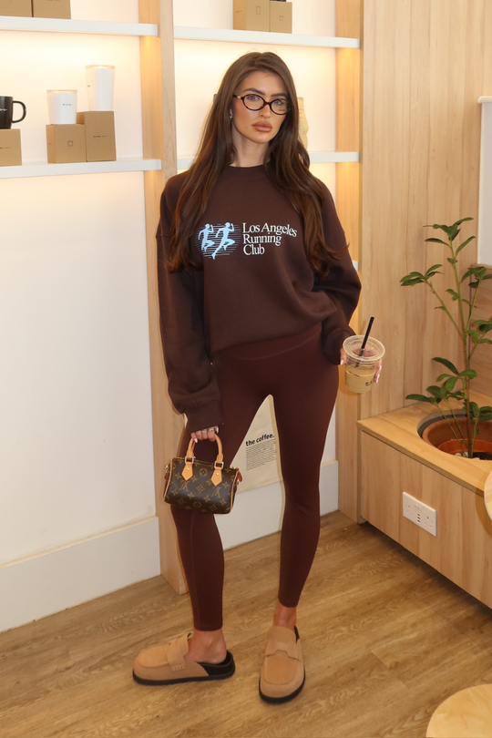LOS ANGELES RUNNING CLUB CHOCOLATE PRINTED SWEATER