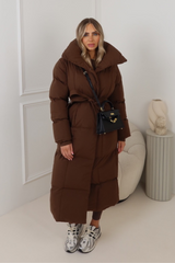 Blossom brown oversized long padded duvet coat