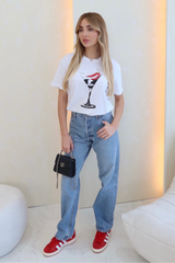 chilli cocktail white printed t-shirt