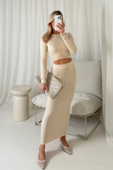 Chloe cream midi skirt co-ord