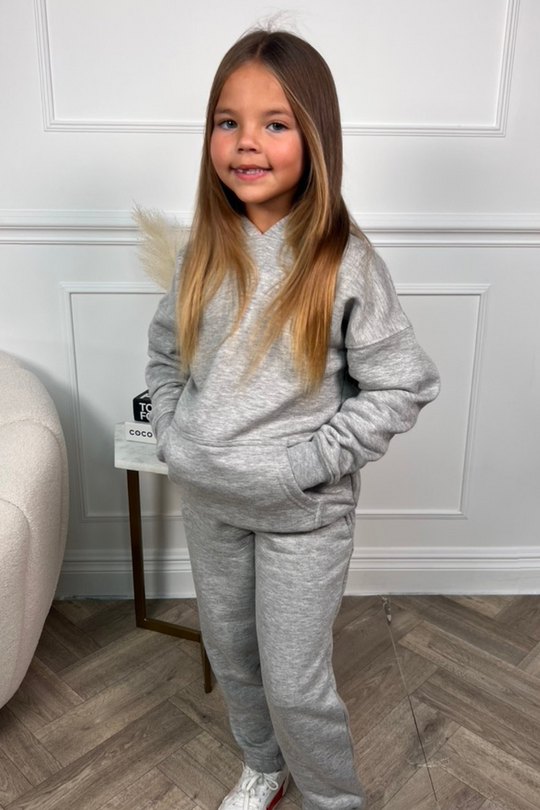 Mini melange grey premium essential hoodie