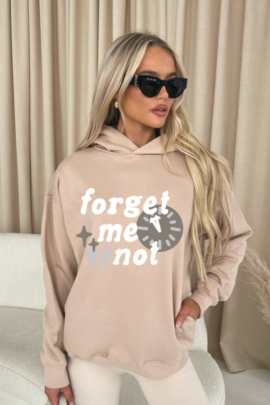 Forget me not stone printed  relaxed hoodie
