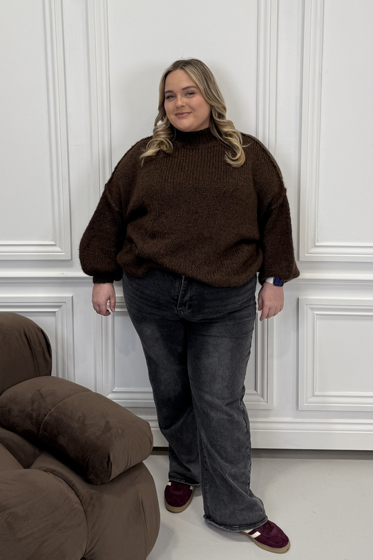 CURVE ADELAIDE CHOCOLATE OVERSIZED KNITTED JUMPER