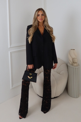 BRIA BLACK LACE FLARED TROUSERS