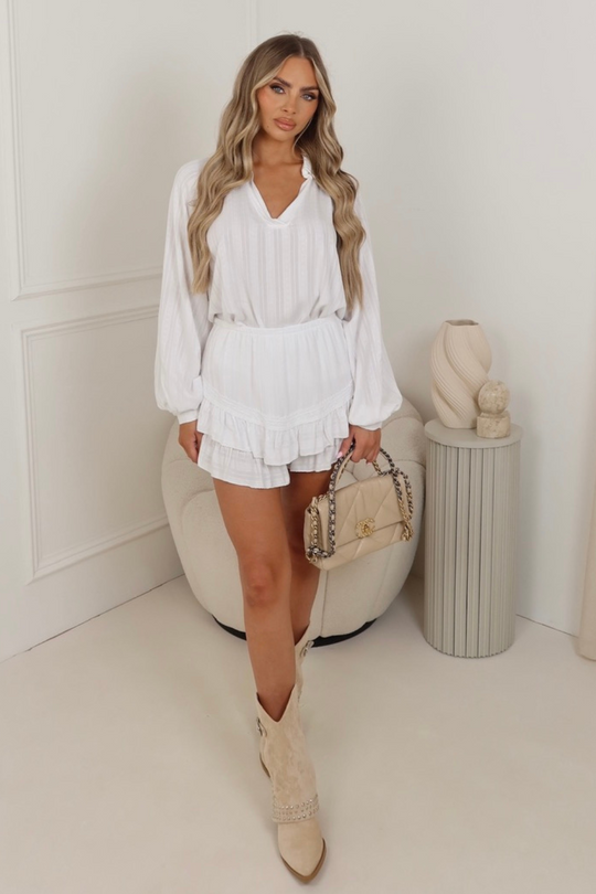 Daisy white shirt & skort co ord