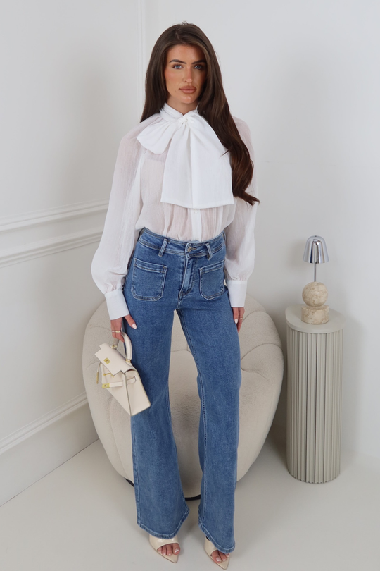 NIXIE BLUE FRONT POCKET HIGH WAIST JEANS