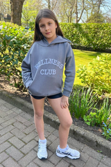 Mini wellness club steel grey embroidered hoodie