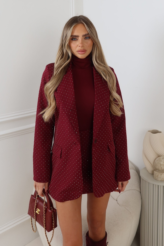 KERYS BURGUNDY DIAMANTE BLAZER