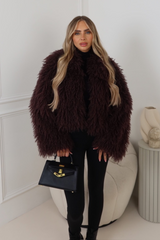 Lisa chocolate Mongolian faux fur coat