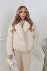 HOLLY CREAM OVERSIZED COLLAR PUFFER JACKET