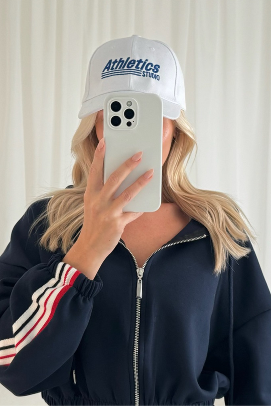 Athletics studio white embroidered cap