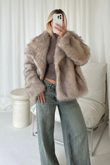 Olivia beige faux fur coat