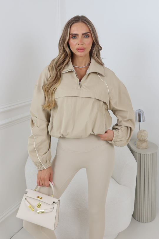 NYLA BEIGE HALF ZIP WINDBREAKER JACKET