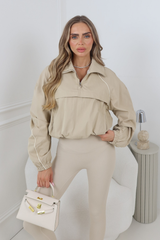 NYLA BEIGE HALF ZIP WINDBREAKER JACKET