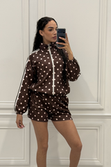 BONNIE CHOCOLATE POLKA DOT STRIPE SHORT CO ORD TWO PIECE SET