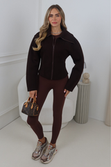 LUELA CHOCOLATE BALLOON SLEEVE DEFINE JACKET