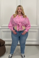 CURVE KATE PINK PAISLEY PRINTED CHEESECLOTH SHIRT