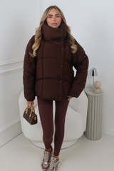 HANNAH CHOCOLATE HIGH COLLAR COAT