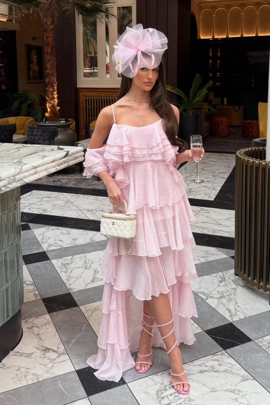 CORAL PINK RUFFLED MAXI DRESS