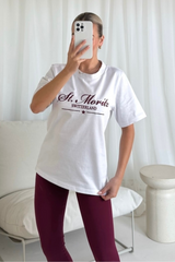 St Moritz embroidered heavyweight oversized t-shirt