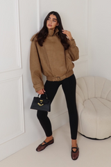 LOUIS CAMEL FAUX SUEDE BOMBER JACKET