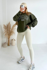 Monaco khaki embroidered sweater