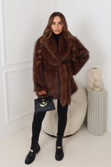 Racheal chocolate faux fur coat
