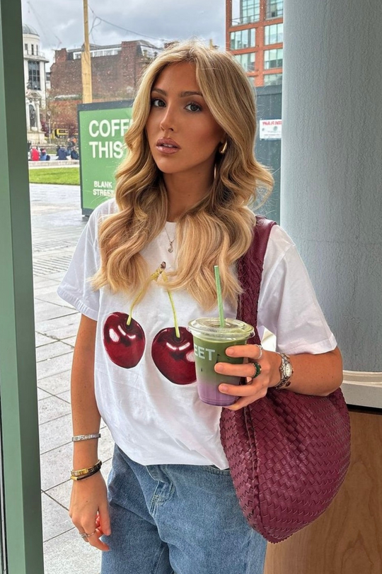 Cherry printed white t-shirt